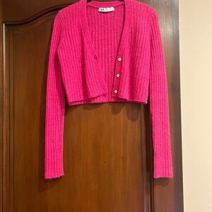 Zara Pink Knitted Cardigan Sweater Brand New Size Medium